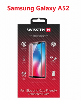 Ochranné tvrdené sklo Swissten 3D Samsung  A525F GALAXY A52 - čierny rámik (54501793)