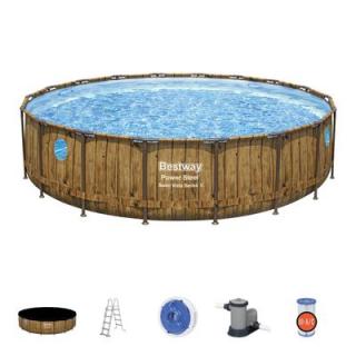 Oválny bazén Bestway® Power steel™, Vista series, 56977, lepiaca záplata, pumpa, dávkovač, plachta, ChemConnect ™ rebrík, lepiaca záplata, 5,49x1,22 m