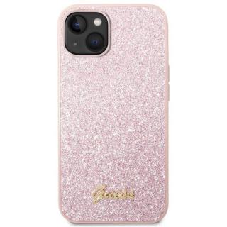 Púzdro Guess Glitter Flakes Metal Logo  iPhone 14 - pink  + prekvapenie