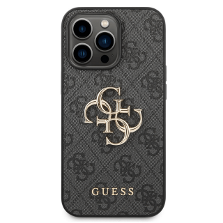 Púzdro Guess PU 4G Metal Logo iPhone 14 Pro Max - sivé  + prekvapenie