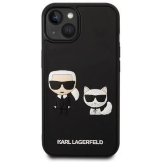 Púzdro Karl Lagerfeld and Choupette 3D iPhone 14 - čierne  + prekvapenie