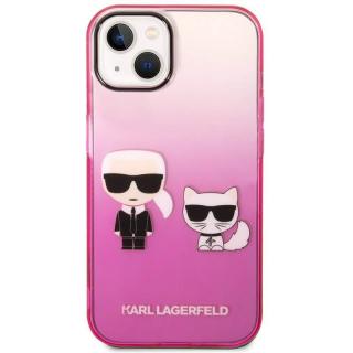Púzdro Karl Lagerfeld Gradient Karl and Choupette iPhone 14 - pink  + prekvapenie