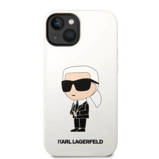 Púzdro Karl Lagerfeld Liquid Silicone Ikonik NFT iPhone 14 - biela  + prekvapenie