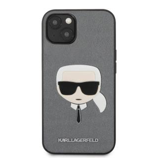 Púzdro Karl Lagerfeld Saffiano Karl Head iPhone 13 mini - silver  + prekvapenie