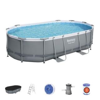 Rodinný, nadzemný bazén, filter, rebrík, pumpa, dávkovač  Bestway® Power Steel™, 56448, 4,88x3,05x1,07 m