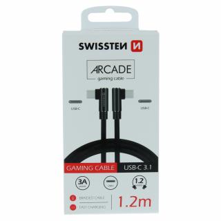 Textilný dátový kábel Swissten ARCADE USB-C / USB-C 1,2 M - čierna