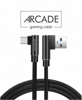 Textilný dátový kábel Swissten ARCADE USB / MICRO USB 1,2 M - čierna
