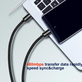 Textilný dátový kábel Swissten USB-C / USB-C 1,2 M - zlatý