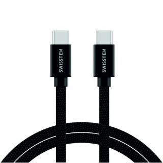 Textilný dátový kábel Swissten USB-C / USB-C 2,0 M - čierna