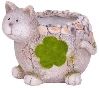 Záhradná dekorácia MagicHome, Mačka s kvetináčom, keramika