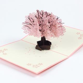 3D prianie Ružový rozkvitnutý strom