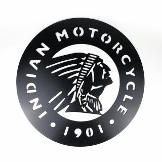 Drevená nástenná čierna dekorácia Indian Motorcycle