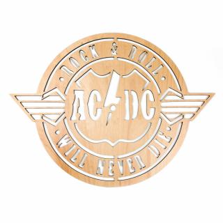 Drevená nástenná dekorácia AC/DC