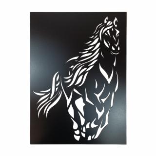 Drevená nástenná dekorácia Čierny kôň malý