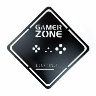 Drevená nástenná dekorácia Gamer Zone čierne