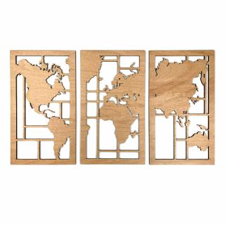 Drevená nástenná dekorácia Mapa sveta