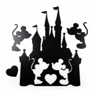 Drevená nástenná dekorácia Mickey a Minnie na Zámku čierny