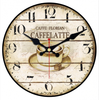 Drevené nástenné hodiny Caffé Latte