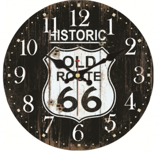 Drevené nástenné hodiny Old Route 66