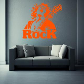 Samolepka Angus Young AC/DC Farba: oranžová, Veľkosť: 40 x 37 cm