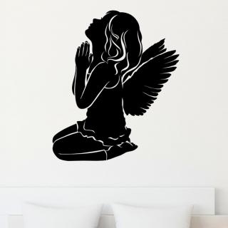 Samolepka Anjelské dievčatko Farba: černá, Veľkosť: 100 x 83 cm