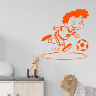Samolepka Chlapček futbalista Farba: oranžová, Veľkosť: 60 x 64 cm