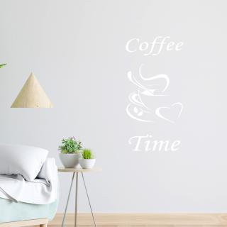 Samolepka Coffee time Farba: biela, Veľkosť: 100 x 50 cm