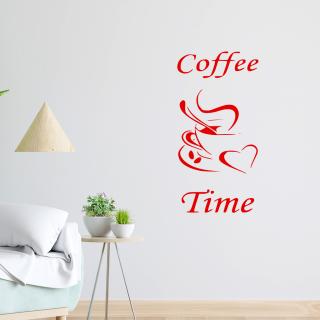 Samolepka Coffee time Farba: červená, Veľkosť: 100 x 50 cm