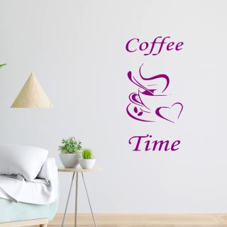 Samolepka Coffee time Farba: fialová, Veľkosť: 40 x 20 cm