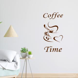 Samolepka Coffee time Farba: hnedá, Veľkosť: 100 x 50 cm