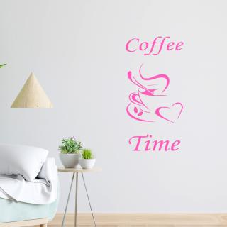 Samolepka Coffee time Farba: ružová, Veľkosť: 40 x 20 cm