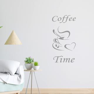 Samolepka Coffee time Farba: šedá, Veľkosť: 100 x 50 cm