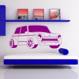 Samolepka Detské autíčko Farba: fialová, Veľkosť: 100 x 50 cm