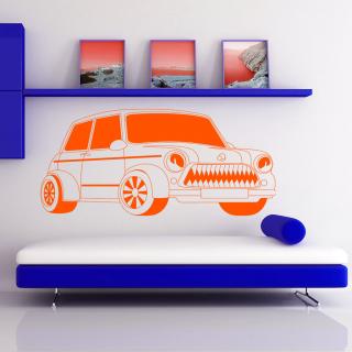 Samolepka Detské autíčko Farba: oranžová, Veľkosť: 100 x 50 cm
