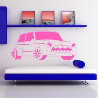 Samolepka Detské autíčko Farba: růžová, Veľkosť: 100 x 50 cm