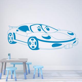 Samolepka Detské autíčko Porsche Farba: modrá, Veľkosť: 100 x 44 cm