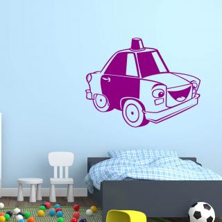 Samolepka Detské autíčko s majákom Farba: fialová, Veľkosť: 100 x 80 cm