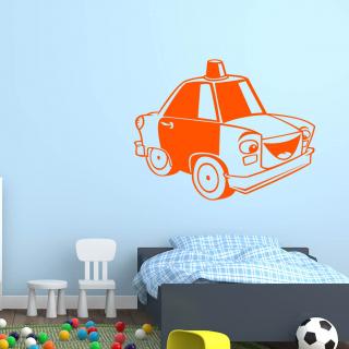 Samolepka Detské autíčko s majákom Farba: oranžová, Veľkosť: 100 x 80 cm