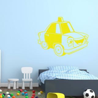 Samolepka Detské autíčko s majákom Farba: žlutá, Veľkosť: 100 x 80 cm