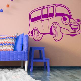 Samolepka Detské zábavné autíčko Farba: fialová, Veľkosť: 100 x 64 cm
