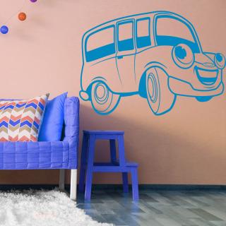 Samolepka Detské zábavné autíčko Farba: modrá, Veľkosť: 100 x 64 cm