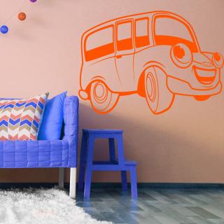 Samolepka Detské zábavné autíčko Farba: oranžová, Veľkosť: 100 x 64 cm