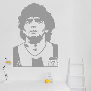 Samolepka Diego Maradona Farba: šedá, Veľkosť: 100 x 70 cm