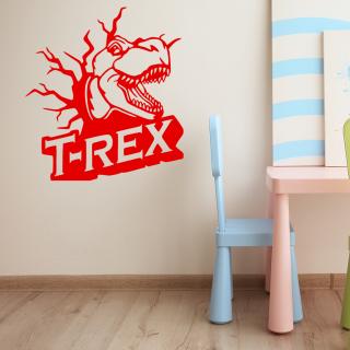 Samolepka Dinosaurus T-REX Farba: červená, Veľkosť: 100 x 109 cm