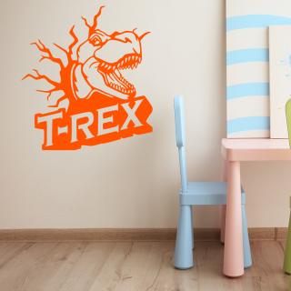 Samolepka Dinosaurus T-REX Farba: oranžová, Veľkosť: 60 x 65 cm