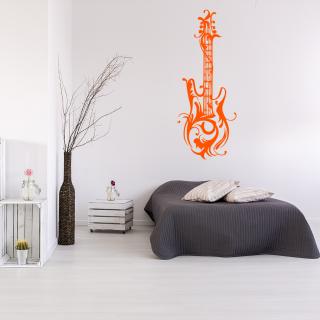 Samolepka Dizajnová gitara Farba: oranžová, Veľkosť: 100 x 40 cm