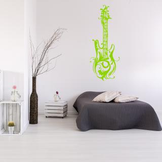 Samolepka Dizajnová gitara Farba: zelená, Veľkosť: 60 x 22 cm