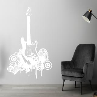 Samolepka Elektrofonická gitara Farba: biela, Veľkosť: 100 x 62 cm
