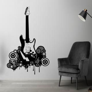 Samolepka Elektrofonická gitara Farba: čierna, Veľkosť: 60 x 37 cm