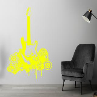 Samolepka Elektrofonická gitara Farba: žltá, Veľkosť: 100 x 62 cm